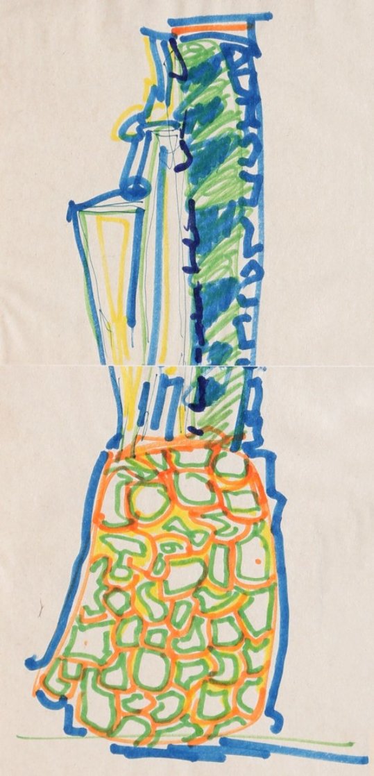 Blue Pineapple Drawing 1981 Works on Paper (not prints) by John Chamberlain Blue Pineapple Drawing 1981 Works on Paper (not prints) by John Chamberlain