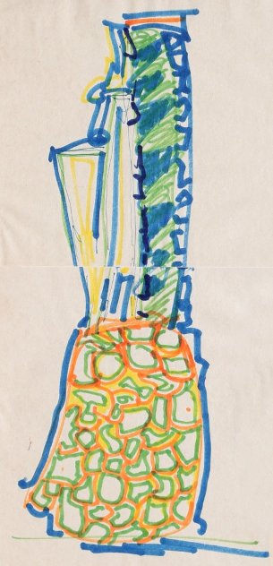 Blue Pineapple Drawing 1981 Works on Paper (not prints) by John Chamberlain