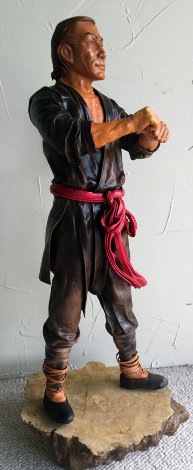 Taiwan Man Unique Leather Sculpture 24 in Sculpture - Liu Miao Chan