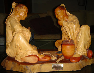 Chess Game Leather Sculpture 1989 29 in Sculpture - Liu Miao Chan Chess Game Leather Sculpture 1989 29 in Sculpture - Liu Miao Chan