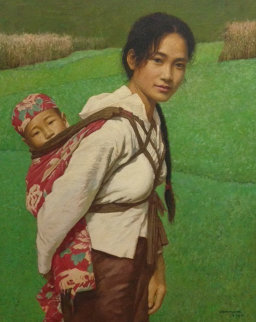 Ba Shan Mother 1996 33x39 Original Painting - Liu ChangWen Ba Shan Mother 1996 33x39 Original Painting - Liu ChangWen