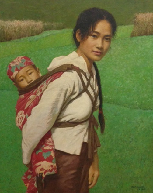 Ba Shan Mother 1996 33x39 Original Painting by Liu ChangWen