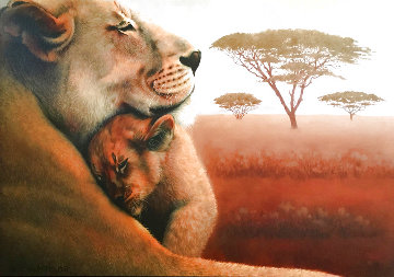 Motherhood: Lions 2009 30x42 Original Painting - Mikhail Chapiro