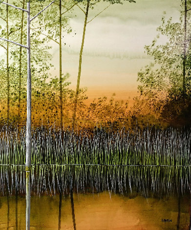 Willow Lake 2010 12x12 Original Painting - Robert Charon