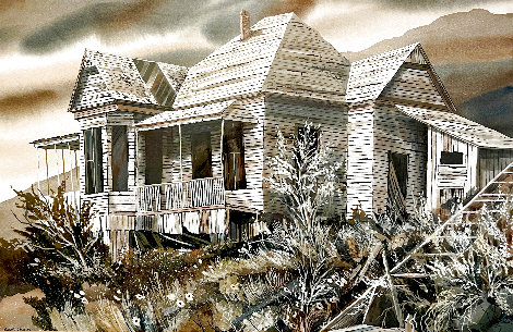 Hillside Manor Watercolor 21x18 - Jerome, Arizona Watercolor - Robert Charon