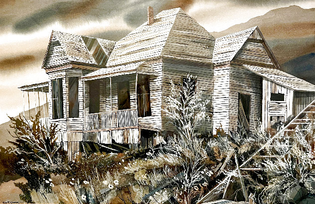 Hillside Manor Watercolor 21x18 - Jerome, Arizona Watercolor by Robert Charon