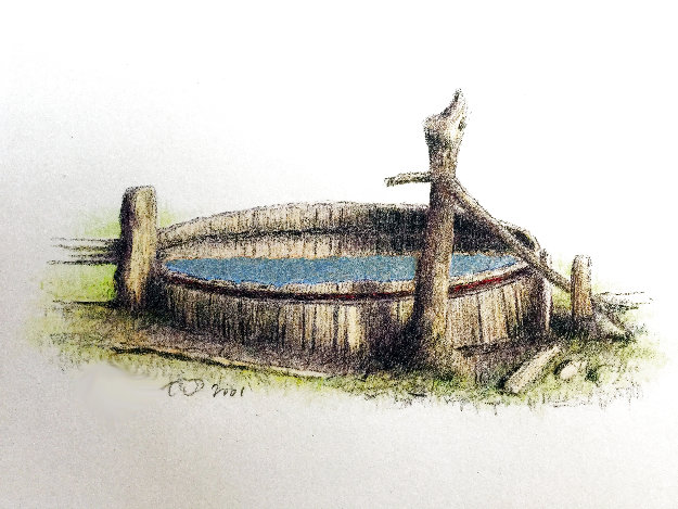 Untitled (Old Rustic Well) 2001 by Russell Chatham