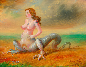 Mermaid 2013 6x7 Original Painting - Genia Chef Mermaid 2013 6x7 Original Painting - Genia Chef