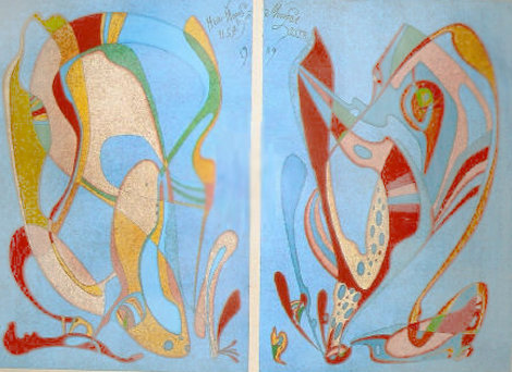 Moscow Museum Commemorative Suite Diptych  1989 - Huge - 2 Prints Limited Edition Print - Mihail Chemiakin