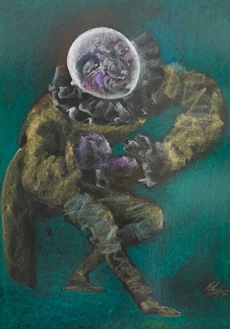 Pierrot, Self Portrait Pastel 1986 47x36 Huge Works on Paper (not prints) - Mihail Chemiakin
