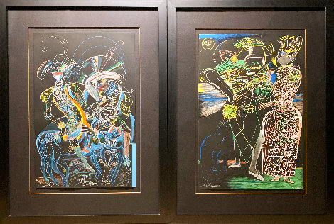 Les Paysages Russes - Framed  Suite 1986 Set of 2 Lithographs Limited Edition Print - Mihail Chemiakin