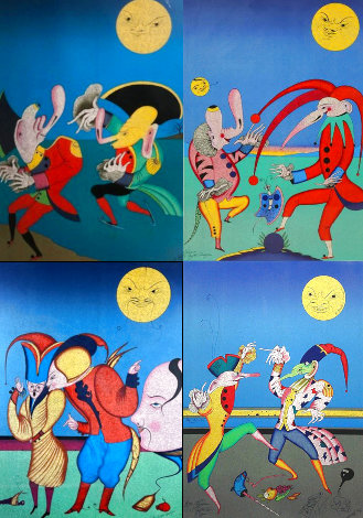 Danseurs et Spectateurs - Framed Set of 4 Lithographs - 1988 - Huge Limited Edition Print - Mihail Chemiakin