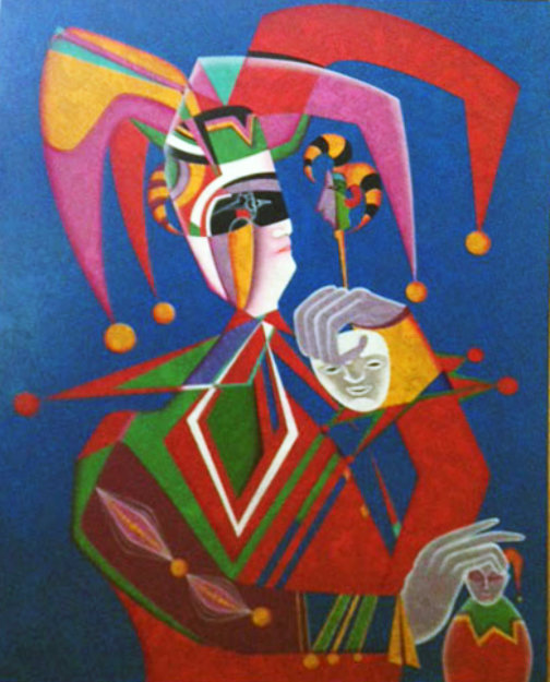 Petroushka 1994 50x39 Original Painting - Mihail Chemiakin