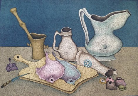Still Life With Fish And Bread 1966 (Early) Limited Edition Print - Mihail Chemiakin