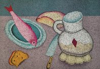 Still Life With Fish And Bread Limited Edition Print by Mihail Chemiakin - 0 Still Life With Fish And Bread Limited Edition Print by Mihail Chemiakin - 0
