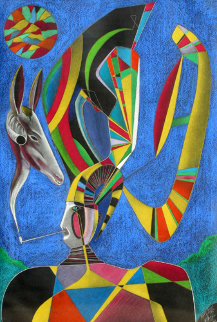 Untitled - Man With Pipe Pastel 1989 61x41 Original Painting - Mihail Chemiakin Untitled - Man With Pipe Pastel 1989 61x41 Original Painting - Mihail Chemiakin