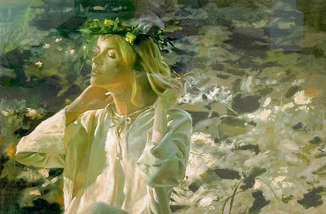 Ophelia Beside the River AP 1990 Embellished - Huge Limited Edition Print - Chase Chen