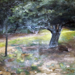 Oak Tree 1996 23x23 Original Painting - Chase Chen Oak Tree 1996 23x23 Original Painting - Chase Chen