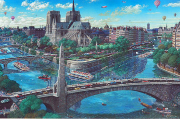 Arc De Triumphe, Notre Dame, Hong Kong, Time Square Panorama, Set of 4 Prints 2003 Limited Edition Print - Alexander Chen