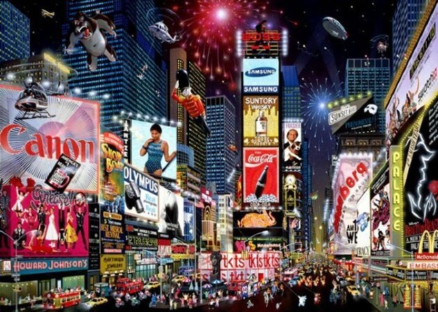 New York City, Manhattan, Times Square at dusk with