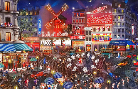 Moulin Rouge 2003 - Framed Embellished Giclee on Canvas  - Paris, France Limited Edition Print - Alexander Chen