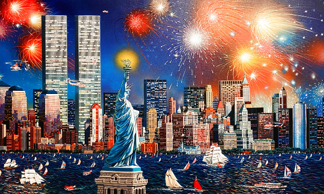 Manhattan Celebration 2006 Embellished - New York - NYC - Twin Towers Limited Edition Print by Alexander Chen