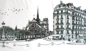 Notre Dame Winter with Etching Plate Unique 2008 - Huge Limited Edition Print - Alexander Chen