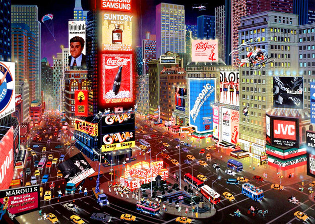 An Evening in Times Square 2001 Seriolithograph 12x18 by Alexander