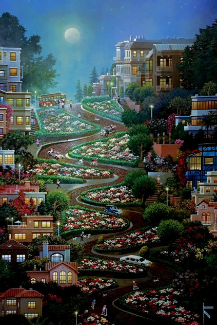 Moon Over Lombard Street 2003 - San Francisco, California Limited Edition Print by Alexander Chen