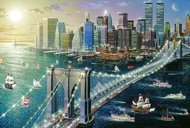 Brooklyn Bridge 2002 Mixed Media on Canvas - New York - NYC by Alexander Chen