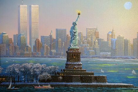 I Love New York Embellished Giclee  on Canvas  2013 - NYC - Twin Towers Limited Edition Print - Alexander Chen