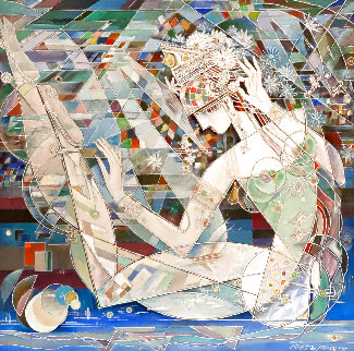 Love of the Swan Or Night in the Orient 1985 50x50 Super Huge Original Painting - Ji Cheng Love of the Swan Or Night in the Orient 1985 50x50 Super Huge Original Painting - Ji Cheng