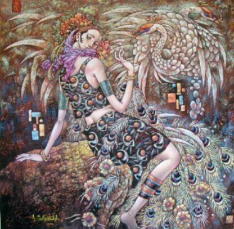 Peacock Spirit 2004 52x52 Super Huge Works on Paper (not prints) - Li Chengzhong Peacock Spirit 2004 52x52 Super Huge Works on Paper (not prints) - Li Chengzhong