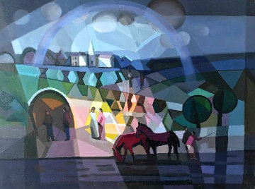 Nebraska Landscape 1983 30x40 Original Painting - Constantine Cherkas Nebraska Landscape 1983 30x40 Original Painting - Constantine Cherkas