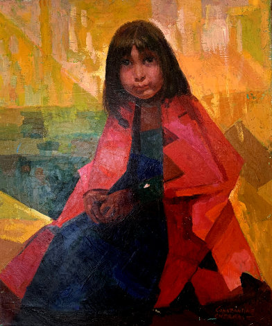 Indian Girl 24x20 Original Painting - Constantine Cherkas