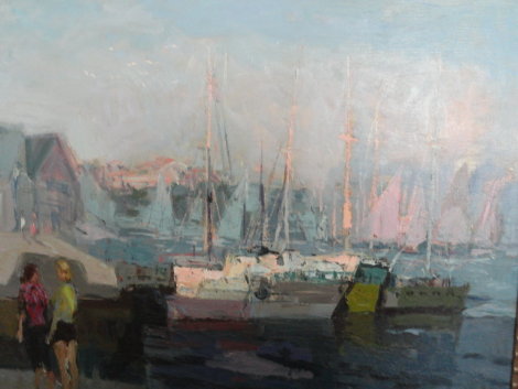 Untitled Harbour Painting 30x36 Original Painting - Constantine Cherkas