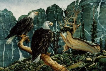 Eagle Cry 1978 32x44 Huge Original Painting - Chester Fields Eagle Cry 1978 32x44 Huge Original Painting - Chester Fields