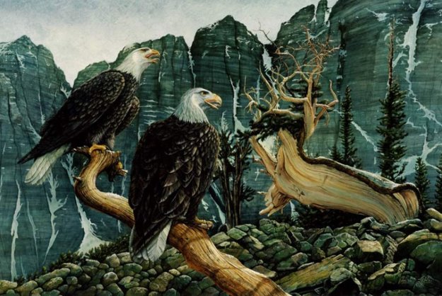 Eagle Cry 1978 32x44 Original Painting by Chester Fields Eagle Cry 1978 32x44 Original Painting by Chester Fields