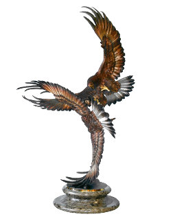 Conflict of the Golden Eagles Bronze Sculpture 1988 60 in Sculpture - Chester Fields