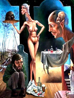 Meal 1992 29.52 x 21.65 Original Painting - Michael Cheval Meal 1992 29.52 x 21.65 Original Painting - Michael Cheval