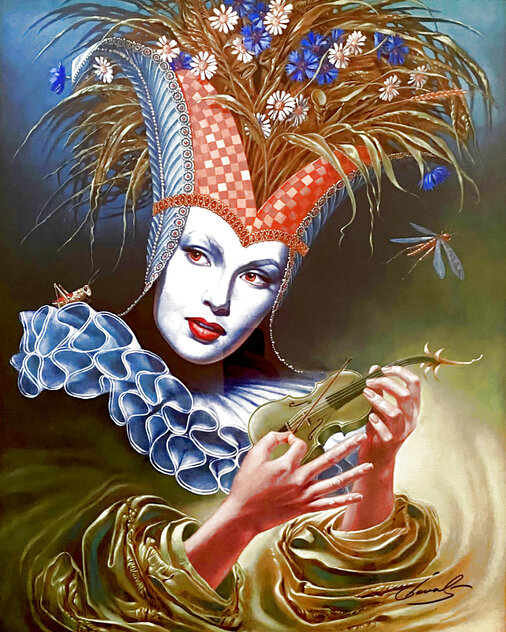 Midsummer Chirr - Framed Giclee on Canvas - Huge Limited Edition Print by Michael Cheval Midsummer Chirr - Framed Giclee on Canvas - Huge Limited Edition Print by Michael Cheval