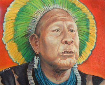 Amazon Chief 1994 24x28 Original Painting - Charles Bragg (Chick Bragg) Amazon Chief 1994 24x28 Original Painting - Charles Bragg (Chick Bragg)