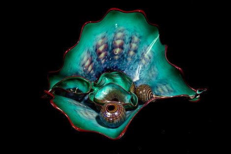 Teal Persian Glass 6 Piece Sculpture 1993 24 in Sculpture - Dale Chihuly