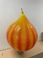 Golden Onion With Tangerine Stripes Glass Sculpture 1999 33 in Sculpture by Dale Chihuly - 1