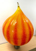 Golden Onion With Tangerine Stripes Glass Sculpture 1999 33 in Sculpture by Dale Chihuly - 0