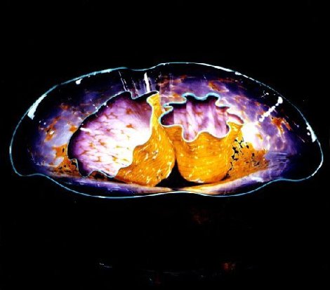Deep Violet Macchia Sculpture 3-piece Set with Teal Blue Lip 1990 38 in Sculpture - Dale Chihuly