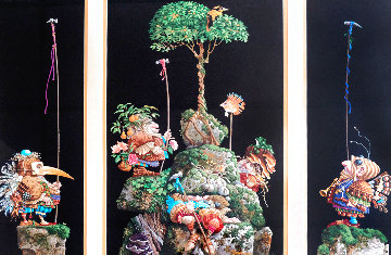 Six Bird Hunters in Full Camouflage, Set of 3 Prints in 1 Frame 1994 Limited Edition Print - James Christensen Six Bird Hunters in Full Camouflage, Set of 3 Prints in 1 Frame 1994 Limited Edition Print - James Christensen