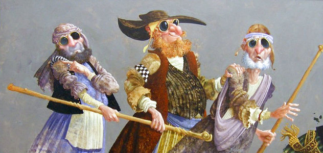 Blind Leading the Blind Original Painting 12x24 Original Painting by James Christensen