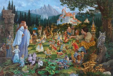 Chess Match 2011 46x84 Original Painting - James Christensen Chess Match 2011 46x84 Original Painting - James Christensen