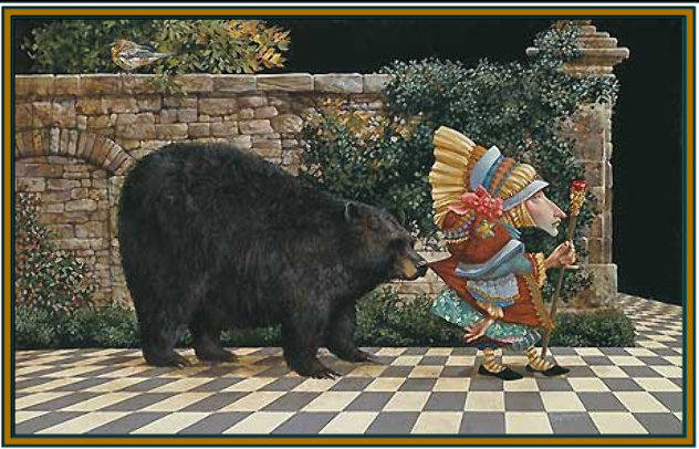Lawrence Pretended Not to Notice That a Bear Had Become Attached to His Coattail 1991 Limited Edition Print by James Christensen